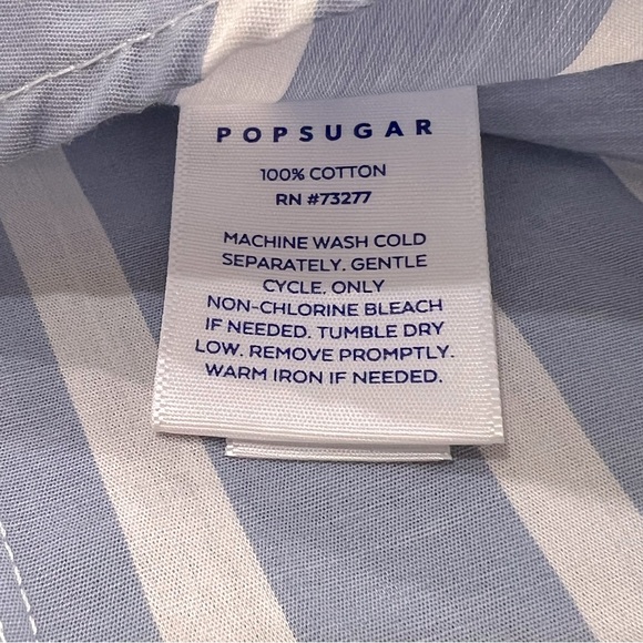 Popsugar Blue Striped Ruffled Top With Moto Collar And Tie - Picture 13 of 13